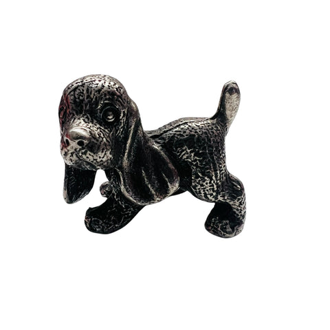 Vintage Bassithound Pewter Miniature Dog Figurine