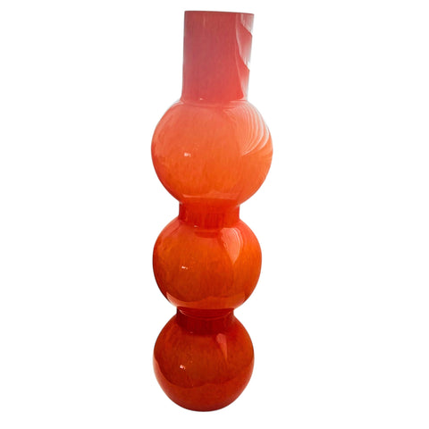 Modern Cased Bubble Orange Glass Vase
