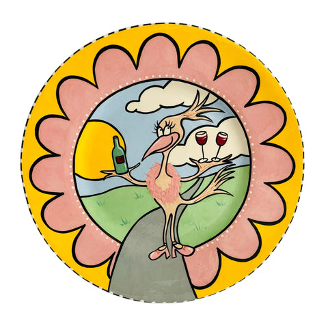 Cynthia Dice Hand Painted Colorful Bird-Themed Decorative Plate