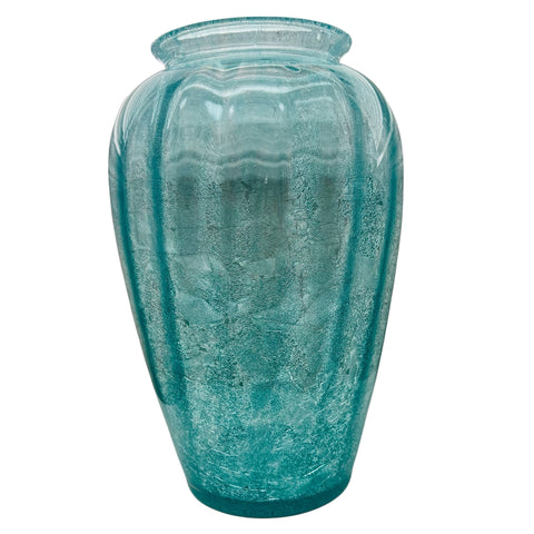 Glas BH Karcag Hungary Handmade Handcut Crackle Veil Glass Vase