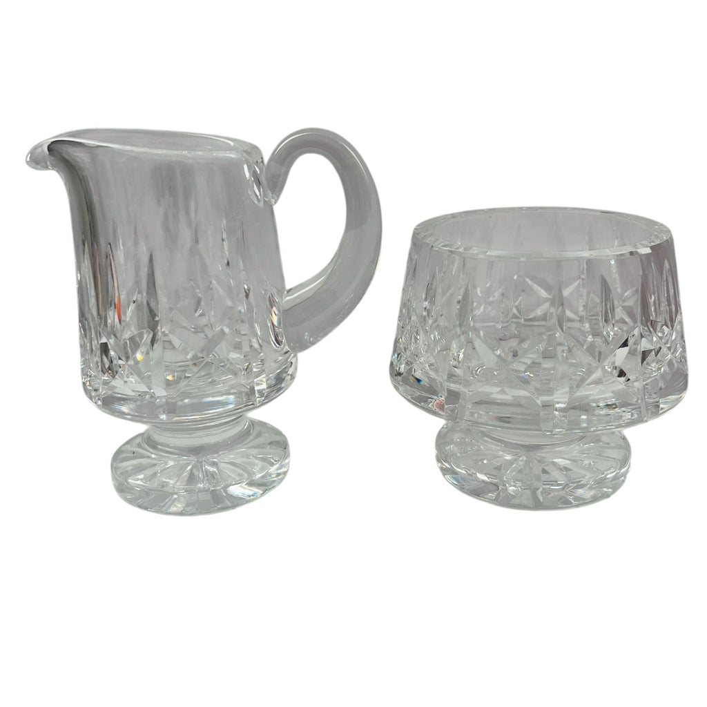 Vintage Waterford Crystal Lismore Footed Cream and Sugar Bowl Set