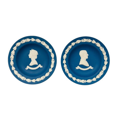 Vintage Wedgwood Queen Elizabeth & Prince Phillip Jasperware Plates
