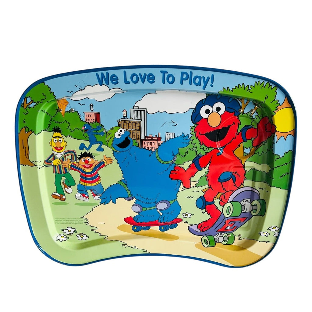 Vintage Kidz Trays Sesame Street Folding Metal Tray Elmo Cookie Monster Big Bird