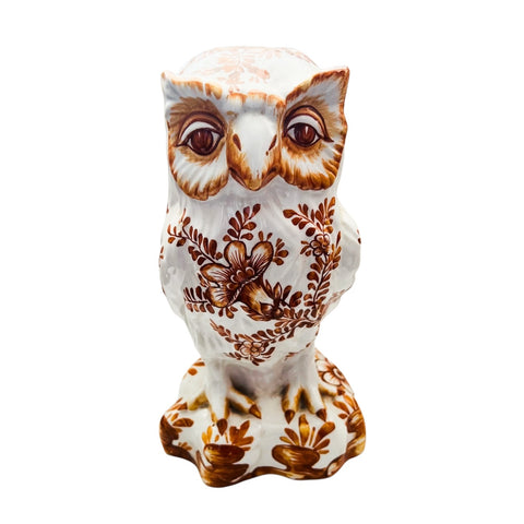 Vintage Italian Hand Painted Ceramic Owl Statue Figurine