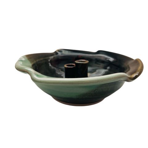 Vintage Ikebana Vase Flower Stem Pottery Bowl