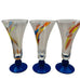 Art Glass Confetti Swirl Vase Cobalt Blue Base Hand Made In Romania Set of 3