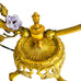Vintage French Ormolu Porcelain Flowers Tole Toleware Boudoir Gold Circle Lamp
