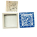 Vintage Chinese Square Blue & White Fish Trinket Box w/Lid