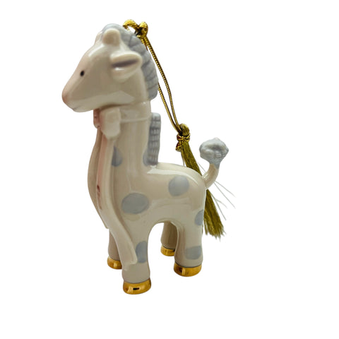 Lenox Giraffe Baby’s First Christmas 2013 Blue Gold Trim Ornament
