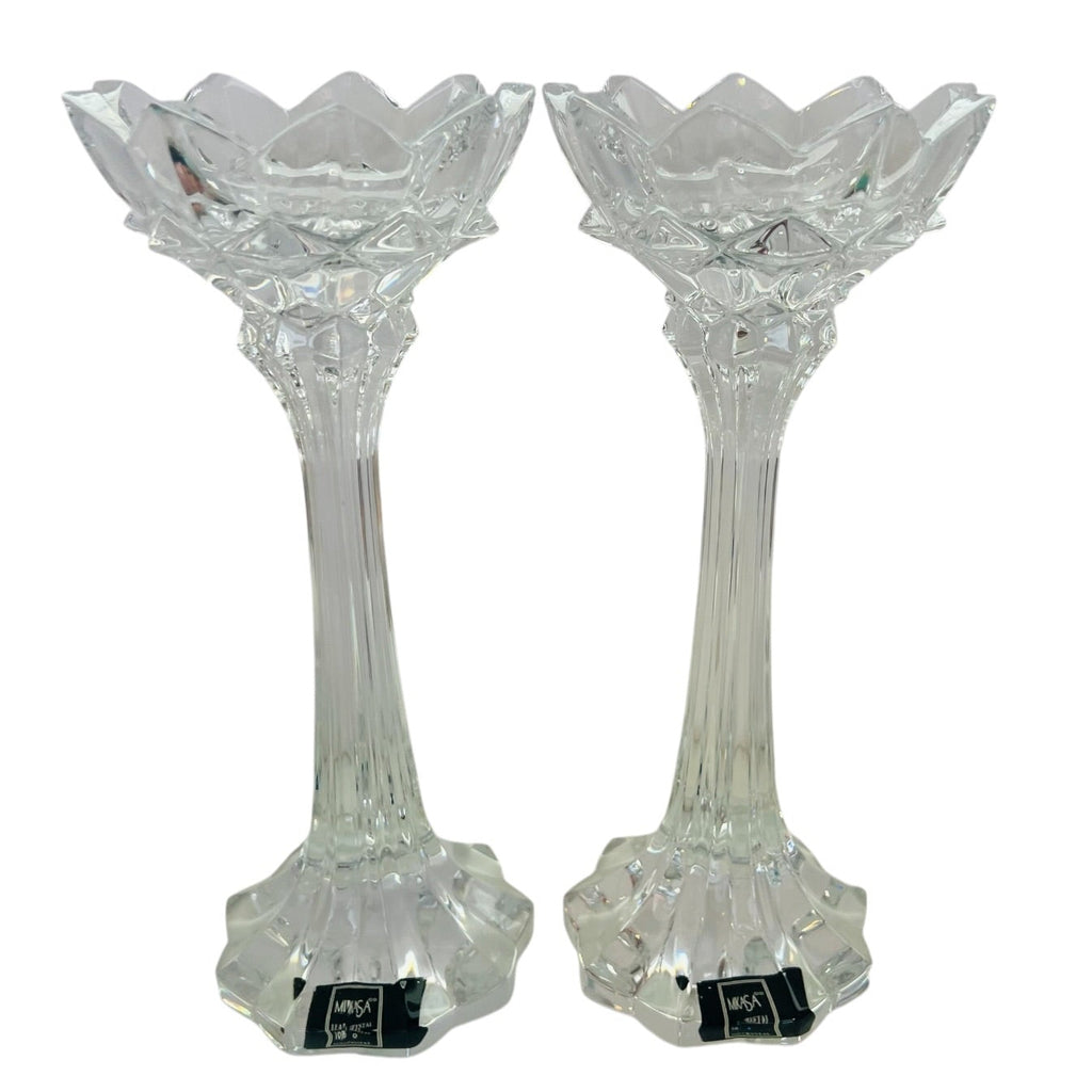Mikasa Clear Crystal Royal Crown Candle Slovenia Holders -Pair