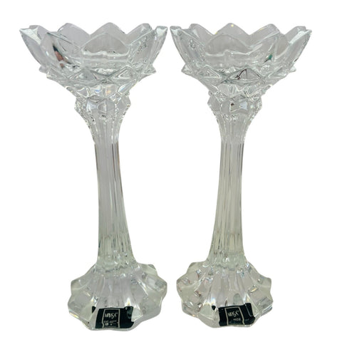 Mikasa Clear Crystal Royal Crown Candle Slovenia Holders -Pair