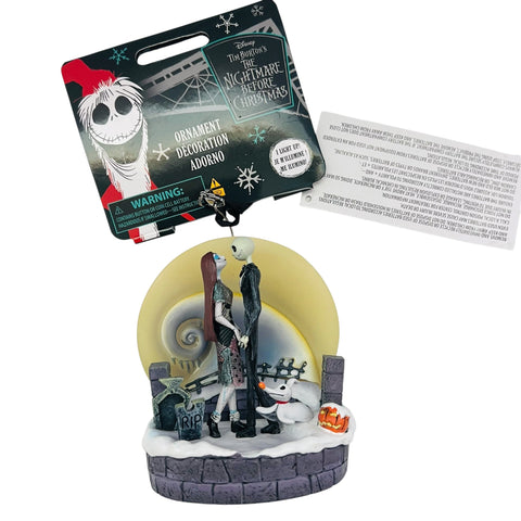 Disney Nightmare Before Christmas Jack And Sally Moon Scene Light-Up Ornament