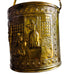 Vintage Brass Colonial Scene for Coal or Firewood Brass Bucket with Handle