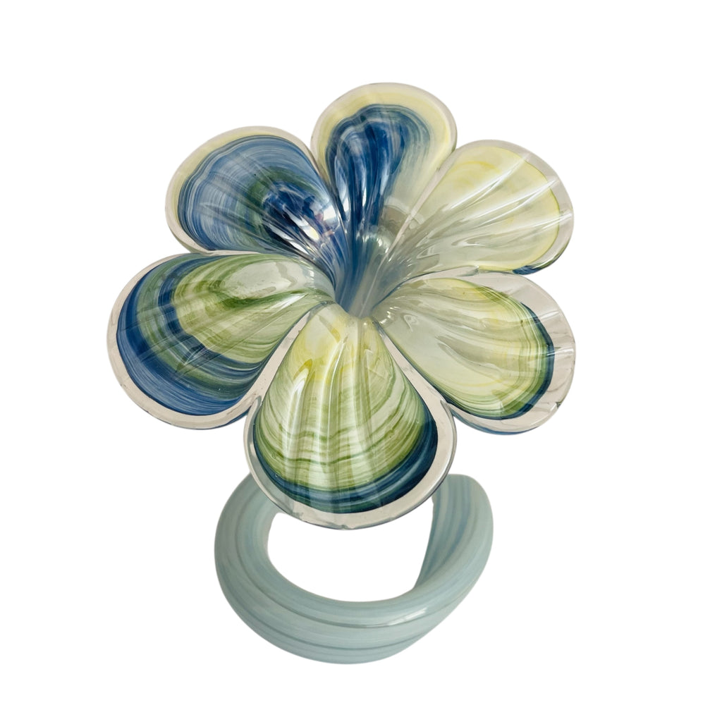 Vintage Art Glass Long Stem Stand Swirl Flower