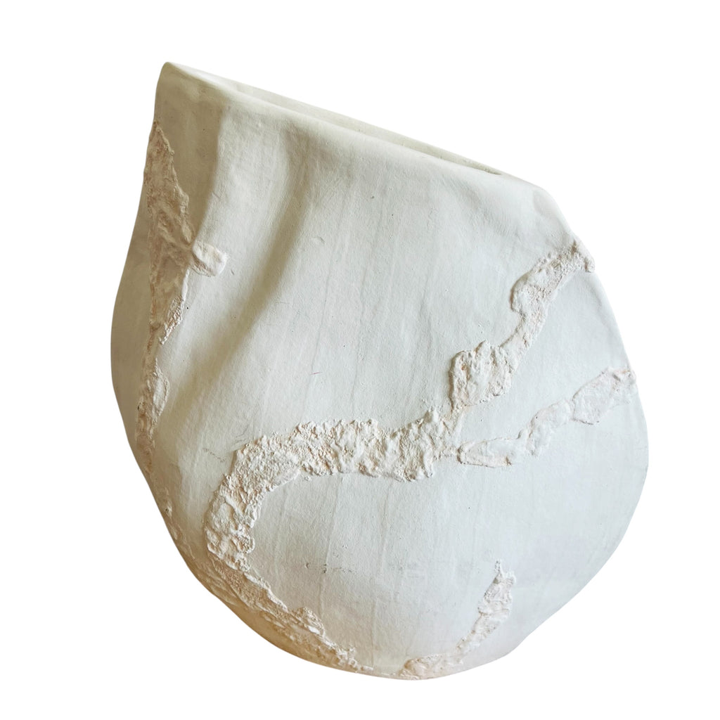 Sculptural Paper Mache Textured Art Vessel Vase