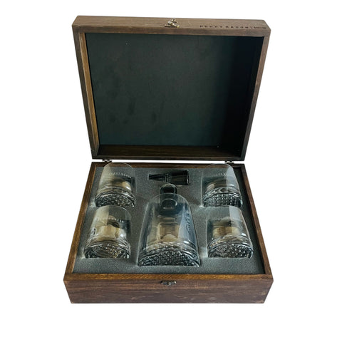 Perry Mason HBO Decanter Glass Set Signed Collector Wood Box