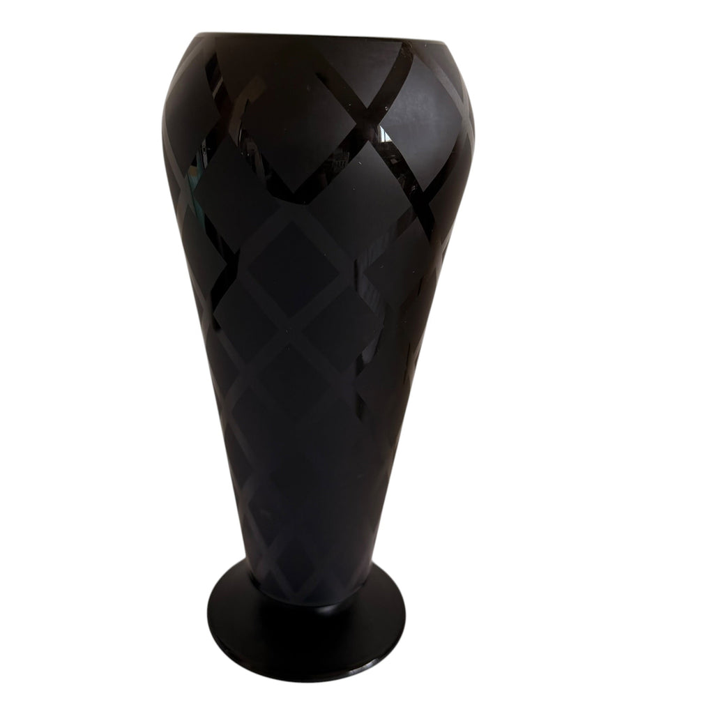 Tiffin Black Sleek Geometric Glass Accent Vase