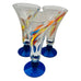 Art Glass Confetti Swirl Vase Cobalt Blue Base Hand Made In Romania Set of 3