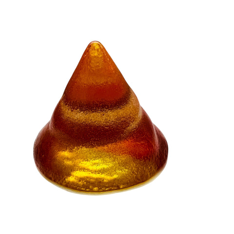 Amber Glass Cone Paperweight