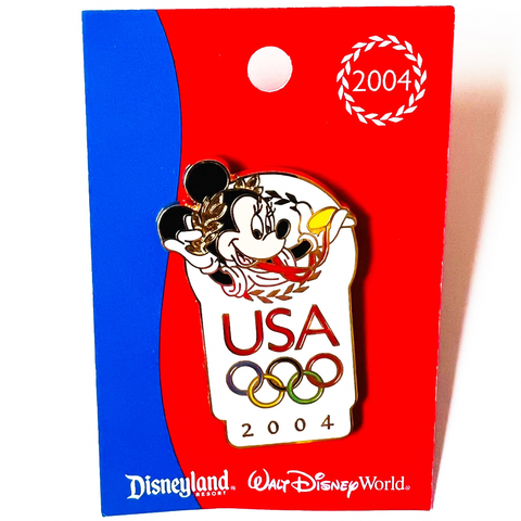 Disneyland Resort WDW USA Olympics Logo 2004 Mnnie Mouse Disney Pin