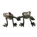 Vintage Frog Metal Figurine Salt and Pepper Shakers - Silver with Red Eyes