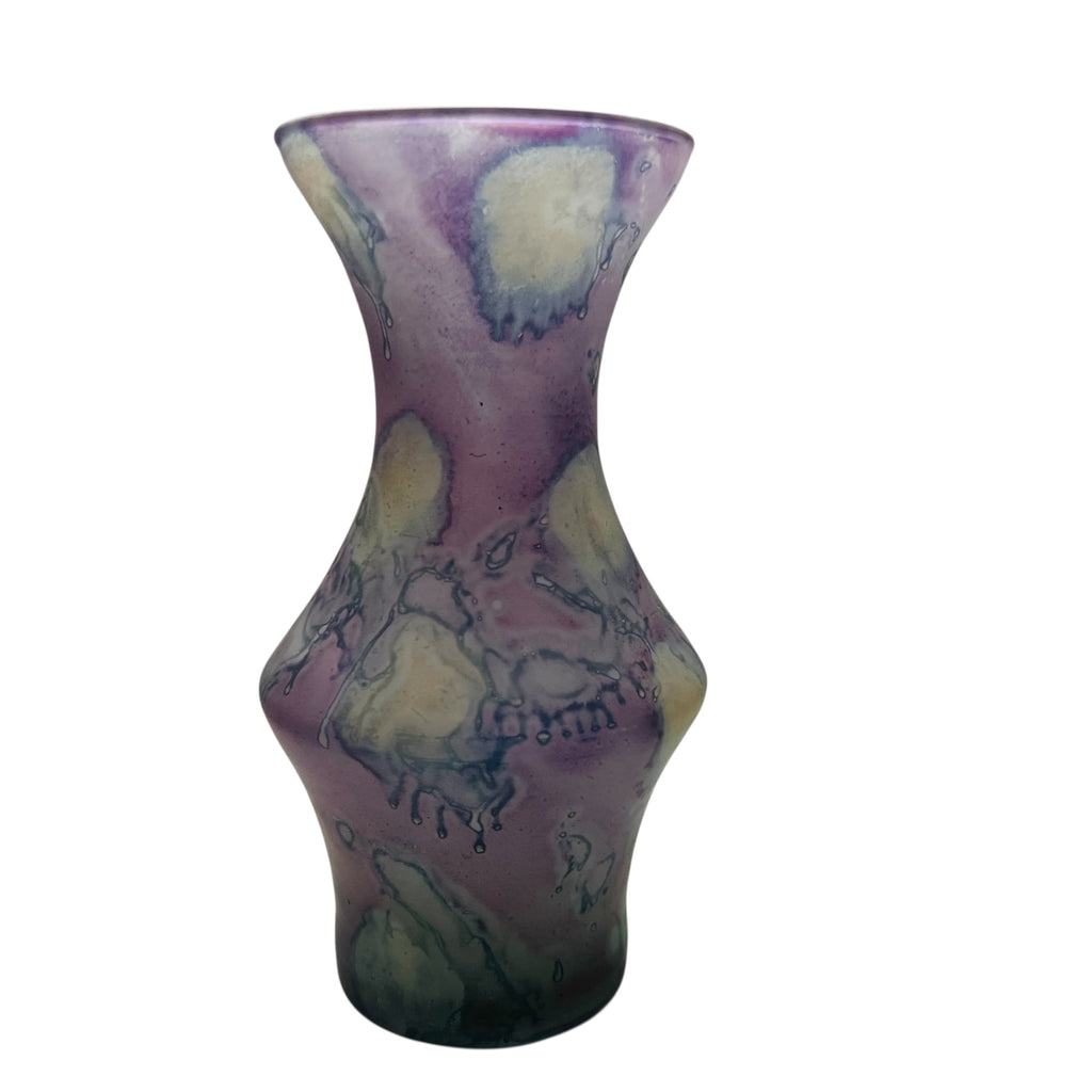 Vintage Hand Painted Art Glass Watercolor Vase