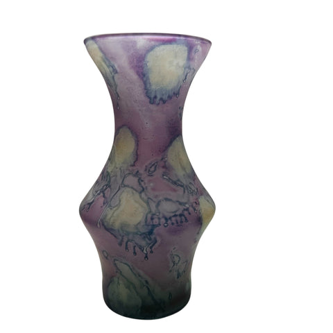 Vintage Hand Painted Art Glass Watercolor Vase