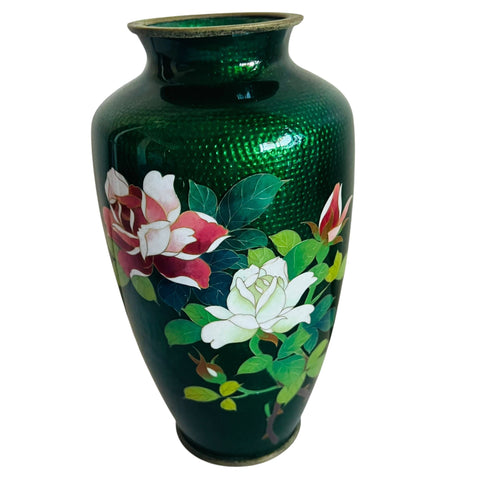 Vintage Japanese Cloisonne Craftsman Floral Design Vase