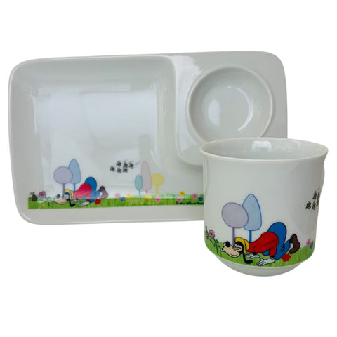 Vintage Walt Disney Productions JAPAN Porcelain Snack Plate & Cup Set