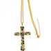 PJM Cross Pendent Faux Gemstone  Link Chain Necklace