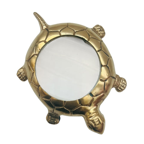 Vintage Brass Turtle Magnifying Glass Decor