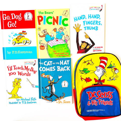 Vintage Dr. Seuss & His Friends 1997 Backpack & 5 Hardcover Books