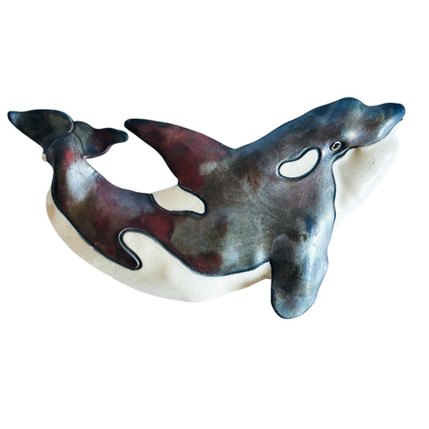 Robynn Fulfs Ceramic Raku Orca Shaped Signed Wall Art