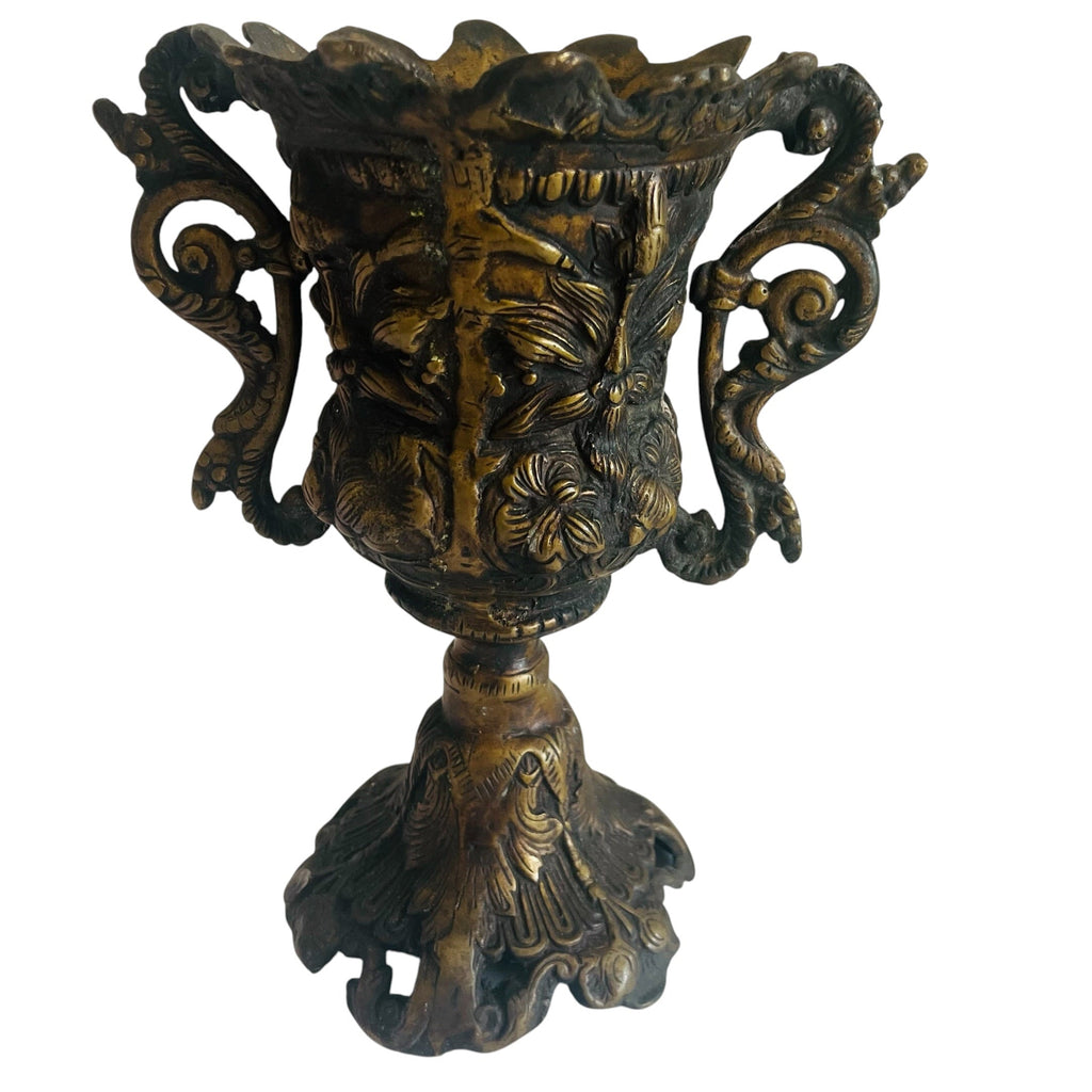 Antique Ornate Patina Double Handled Vase