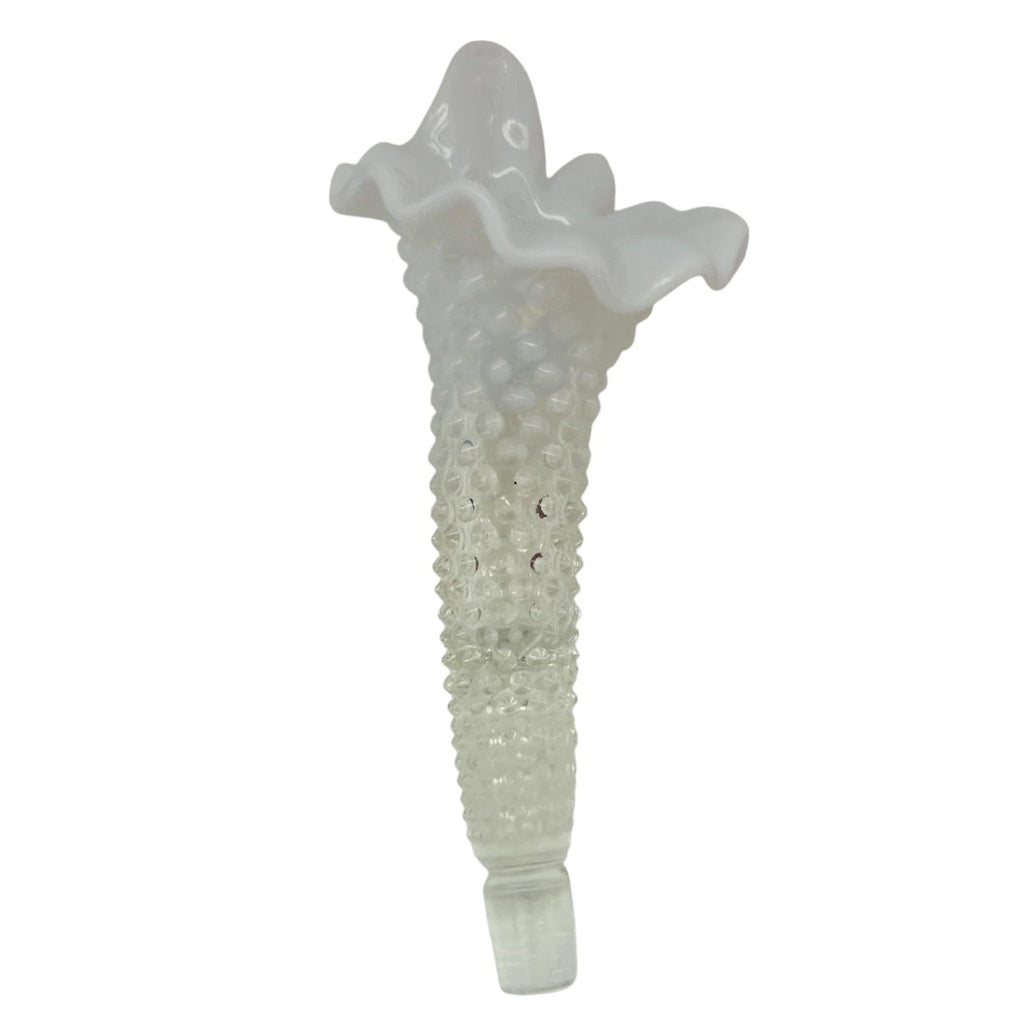 Vintage Fenton Hobnail White Opalescent Glass Epergne Horn