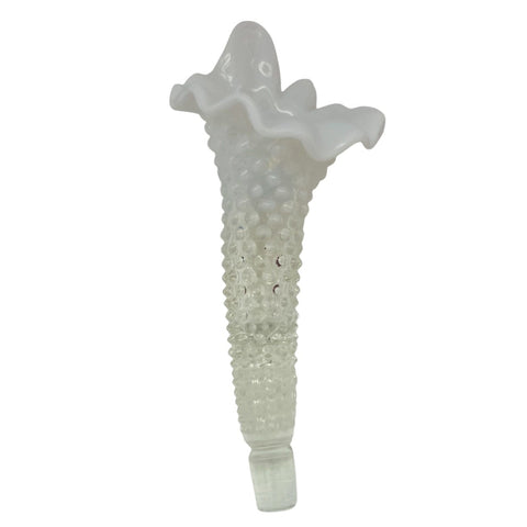 Vintage Fenton Hobnail White Opalescent Glass Epergne Horn