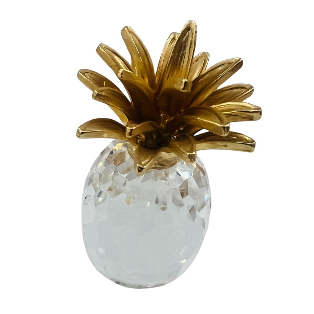 Vintage Swarovski Crystal Pineapple with Metallic Gold Crown Figurine