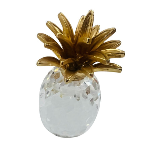 Vintage Swarovski Crystal Pineapple with Metallic Gold Crown Figurine