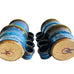 Studio Art Pottery Blue Drip Glaze Stoneware Mugs Set