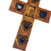Inlay Decorative Textured Cross Wall Hanging with Blue Hearts