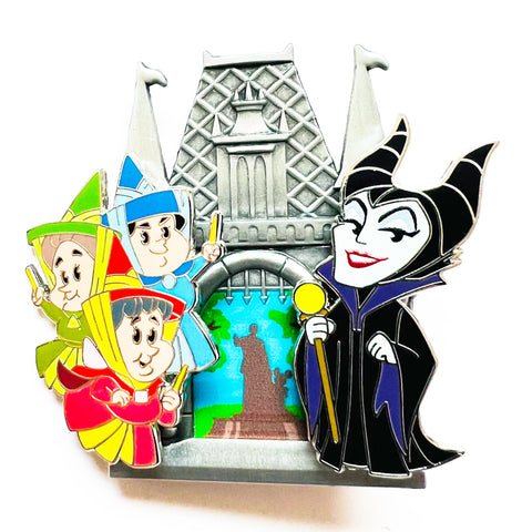 Disney Sleeping Beauty Castle Maleficent and Good Fairies Build A Pin