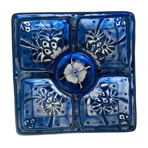 Vintage Mexico  Ceramic Serving Tray with Dip Bowl