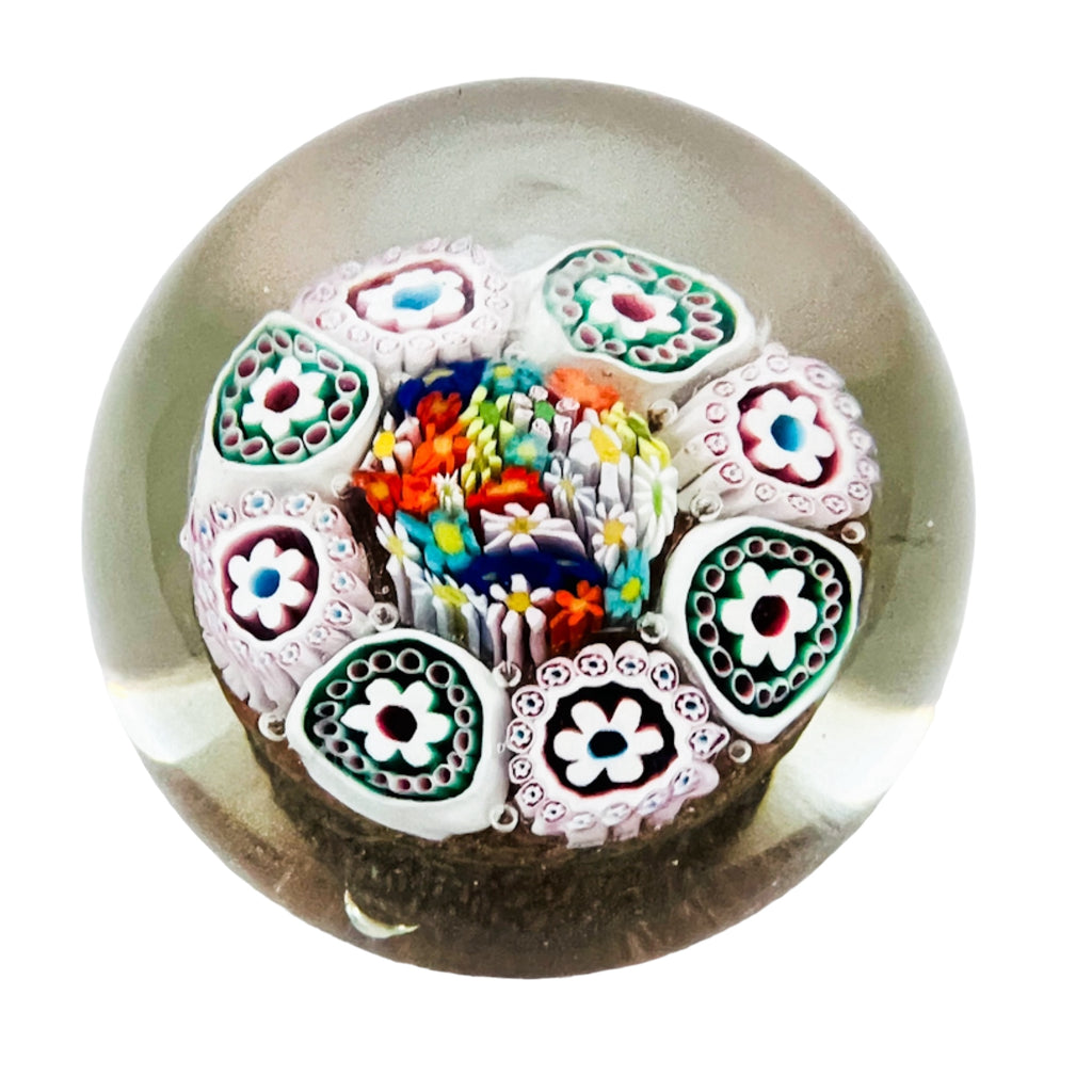 Vintage Italian Murano Art Glass Millefiori Paperweight