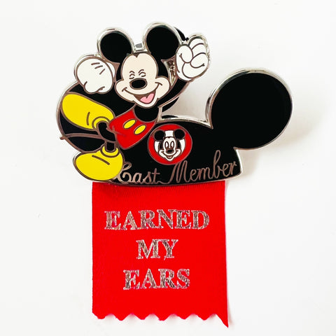 Disney Mickey Mouse Hat Cast Member Earned My Ears Banner Pin