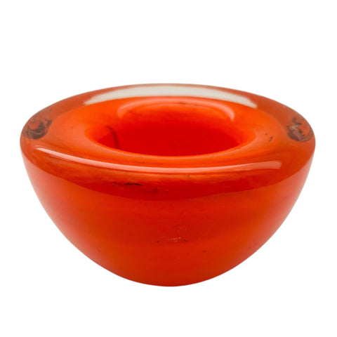 Vintage Kosta Boda Red Orange Swirl Art Glass Bowl