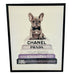 French Bulldog Sitting On Designer Books Canvas Frame Wall Art