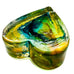 Robert Held Art Glass  Blue Yellow Green Heart Paperweight