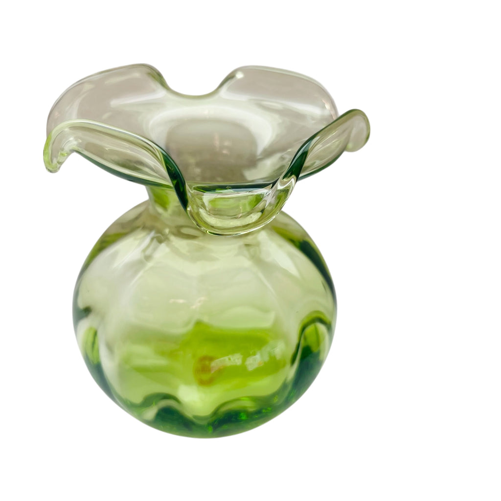 Vietri Hibiscus Green Glass Handblown Italian Art Glass Vase