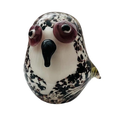 Vintage Murano Speckled Glass Owl Paperweight Figurine