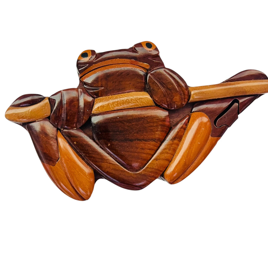 Handcrafted Wooden Frog Secret Puzzle Box